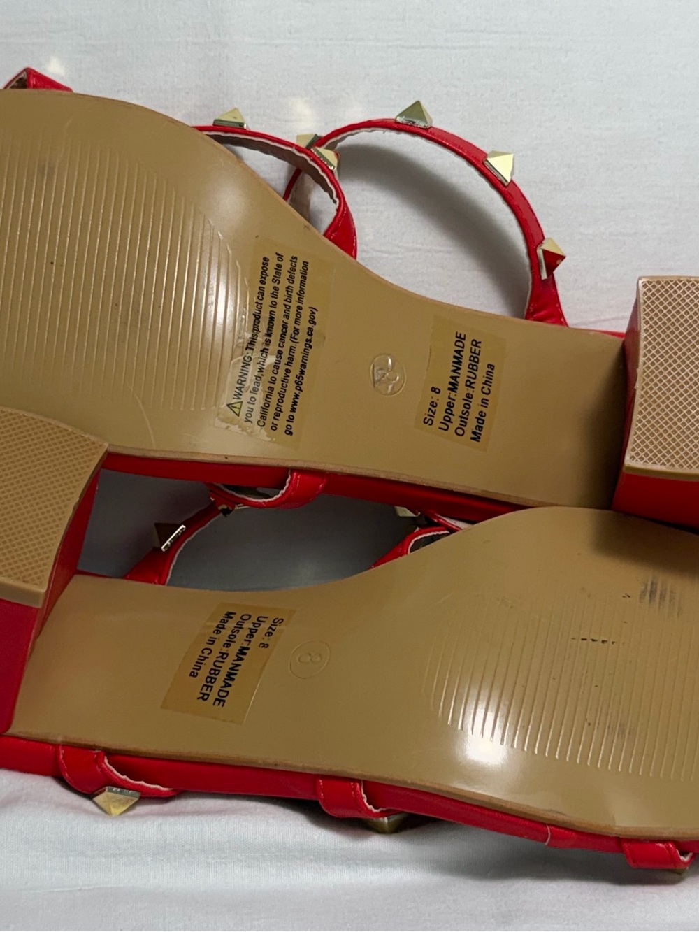 Olivia Miller Red Gold Studded Strappy Block Heel Slide sandals size 8 - Picture 4 of 5